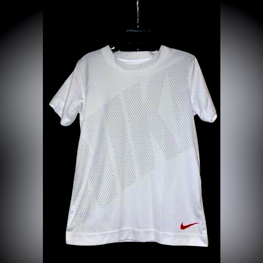 Nike white logo “The Nike Tee” short sleeve athletic cut top, size 7
